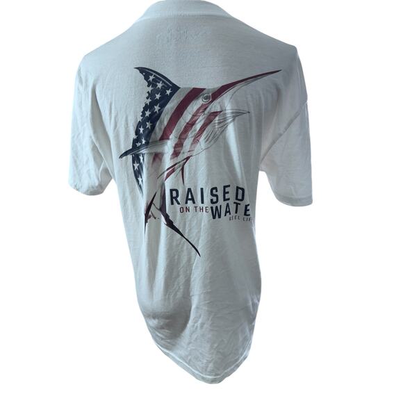 "Reel Life" Raised On The Water Men's Graphic T Shirt SZ S Swordfish USA Fish - Picture 3 of 9